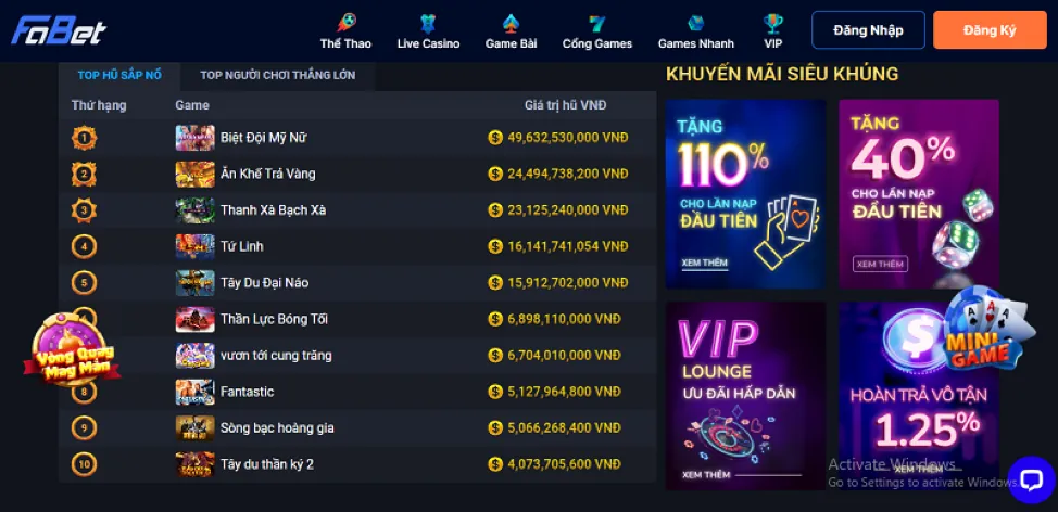 Khuyến mãi ứng dụng vn8 win